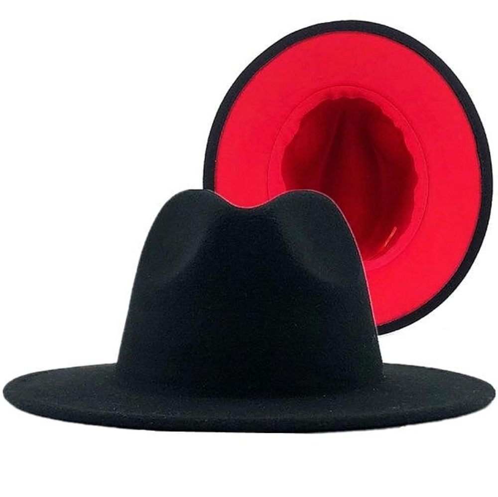 Black Fedora Hat with Red Interior - Stylish Women’s Accessory